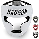 MADGON Kopfschutz mit hoher Schlagdämpfung. Gesichtsschutz mit Perfekter Sicht und geringer Schweißentwicklung. Boxhelm für Kampfsport, MMA, Boxen, Kickboxen & Sparring inkl Beutel