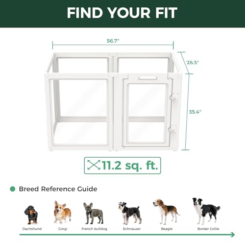 Image of FXW AuraSpace Acrylic Indoor Dog Playpen for Medium Dogs, 35 Inch 6 Panels, White
