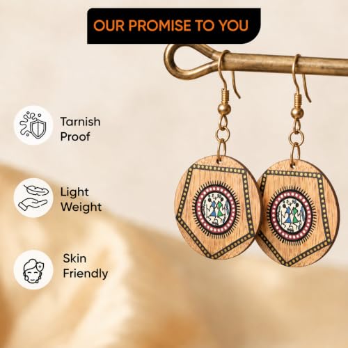 Image of Handcrafted Artistic & Tribal Earrings Collection for Women - Bohemian, Floral, Wooden & Ethnic Statement and Stud Designs