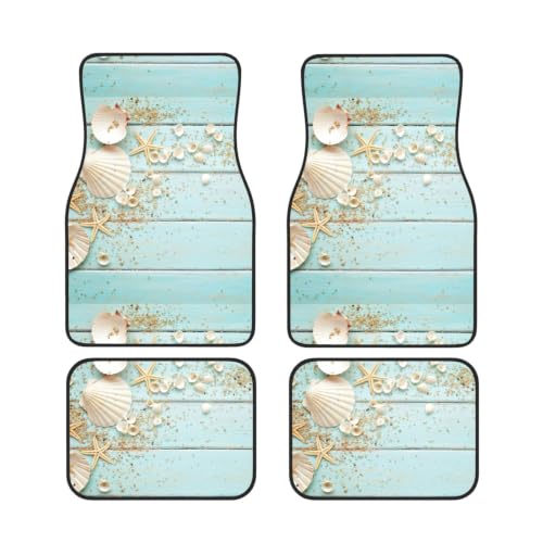 Alfombrillas de neopreno antideslizantes para vehículos juego de 4 con estampado playero vintage