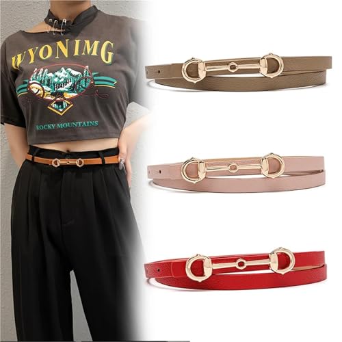 Women's Decorative Belt Belt Women PU Leather Material Alloy Circle Round Buckle Thin Casual Formal Versatile Style2