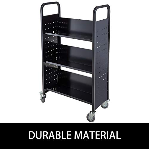 image for BestEquip 200LBS Book Cart, Library Cart 30x14x45 Inch, Rolling Book C