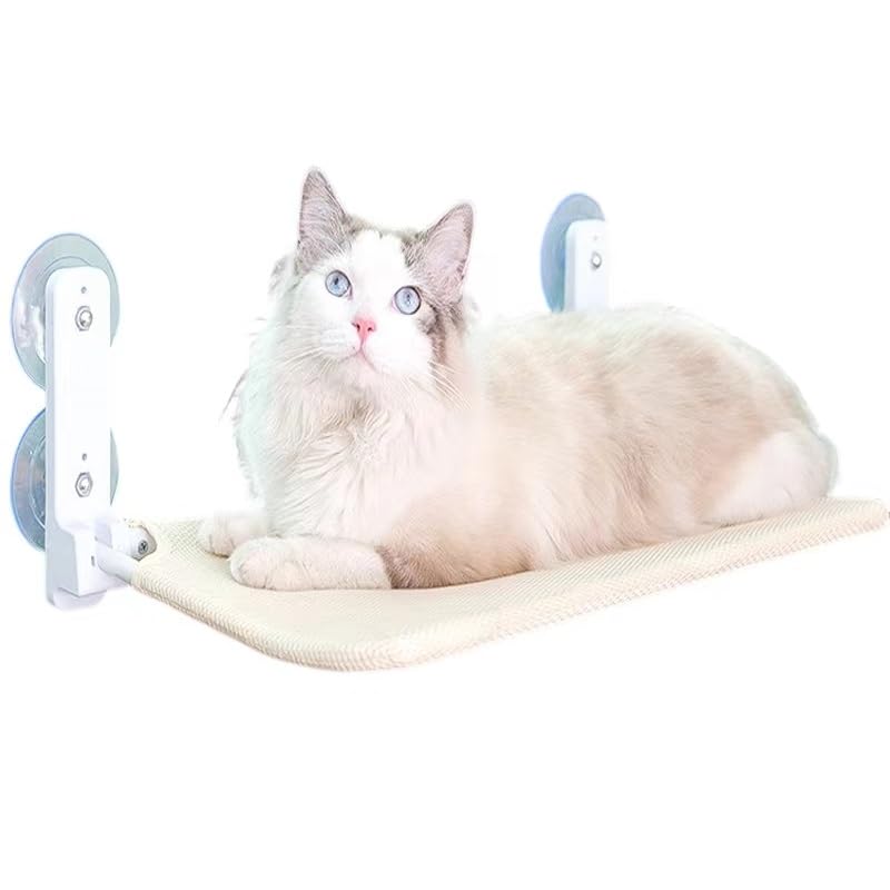 Cuccia For Gatti Da Finestra, Amaca For Gatti Con 4 Ventose E Robusta Struttura In Metallo, Trespolo Pieghevole For Gatti Da Finestra Con Tappetino Reversibile For Tutte Le Stagioni, Facile Da Smontar