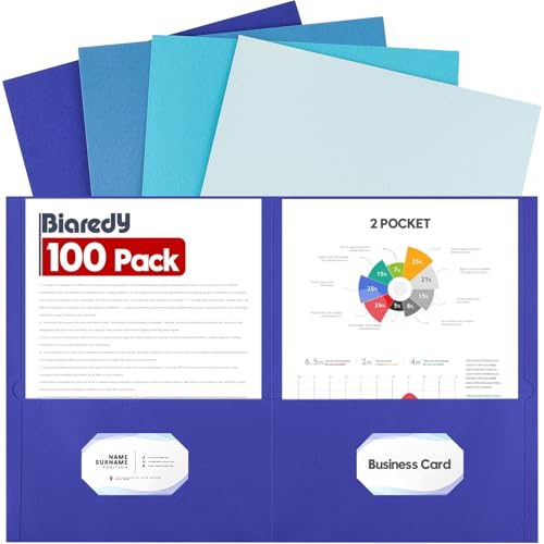 Lot de 100 dossiers à deux poches format lettre en 4 couleurs