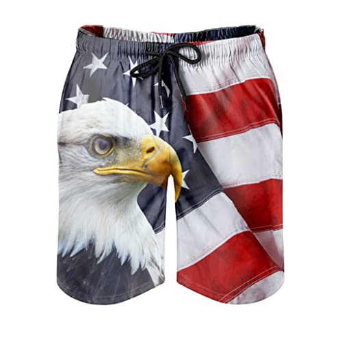 Amerikanisch Flagge Adler Badehose für Herren Jungen Badeshorts Kurz Schnelltrockend Boardshorts Beachshorts Strandshorts Sporthose Swim Shorts Multicolor L Cover