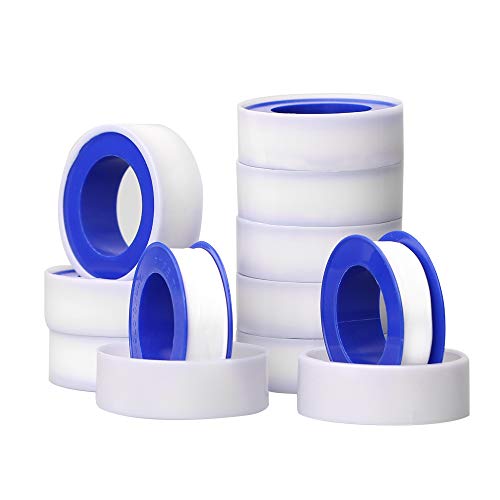10 Rollen Dichtungsband, Dichtband für Rohr, PTFE Gewindedichtband Tape, 12mm x 10 M x 0.075mm Cover