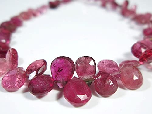 LKBEADS AA różowy turmalin fasetowany gruszka briolette - 7 cali kamienie mierzy -4 x 3 - 6 x 5 mm