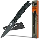 DFACKTO Interceptor 3.5 Inch Paring Knife for Kitchen and Camping, Stonewashed High Carbon Stainless Steel, Tactical G10 Handle, Black, BBQ, Cooking Utensil for Travel