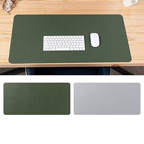 SYGA Desk Pad Protector Waterproof PU Desk Mat Blotters on Desktop Laptop Computer Gaming Keyboard Mouse Pad Non-Slip Desk Writing Mat Cover for Office & Home 90CM * 45CM Green & Silver-image-5