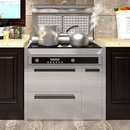 Image of WALLMATE Stainless Look Vinyl Contact Paper Peel and Stick Wallpaper for Kitchen Backsplash Self Adhesive Wallpaper Dishwasher Fridge Appliances (24 x 80 inches)