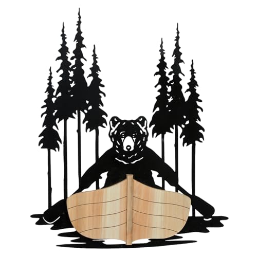 BLACK FOREST DECOR Canoe Bear Metal Wall Art