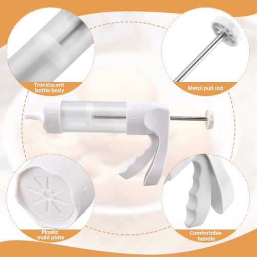 Cookie Press Gun Kit with 12 Discs & 6 Piping Tips, Spritz Cookie Maker Easy Squeeze for Baking, DIY Biscuit Maker and Cake Icing Decoration