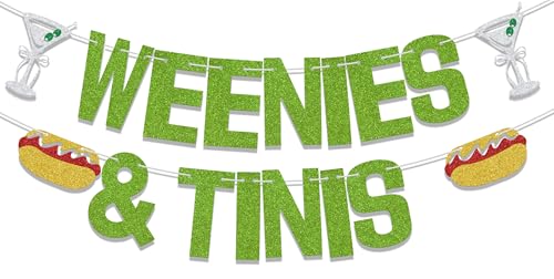 Image of Weenies & Tinis Banner,Martini Bar Party Decorations,Hot Dog Martini Bar,Martini Themed Bachelorette Party Decorations Supply Green
