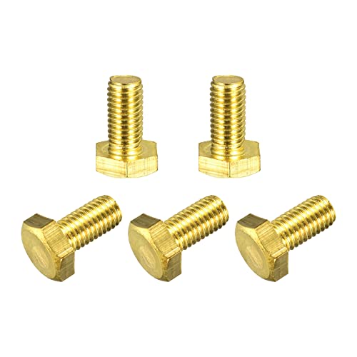 Image of uxcell Brass Hex Bolts, M10x20mm 5pcs Fully Thread Grade 4.8 Solid Brass Hexagon Head Bolt Machine Screws for Machinery