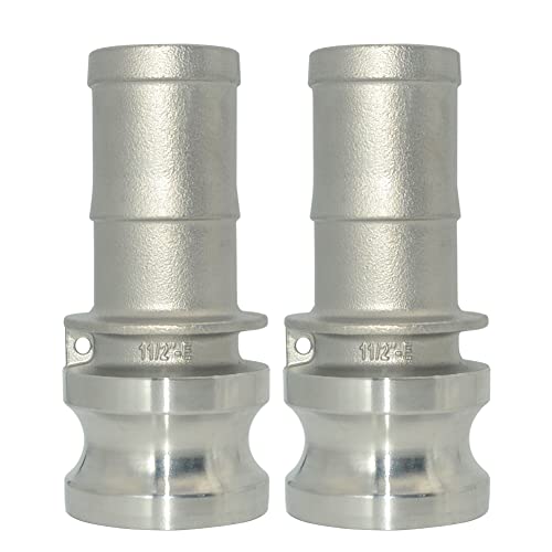 VARMHUS Stainless Steel 316 Hose Barb Fitting Type E Trash Pump Adapter Male Camlock,Type E Cam and Groove Hose Fitting (1-1/2")