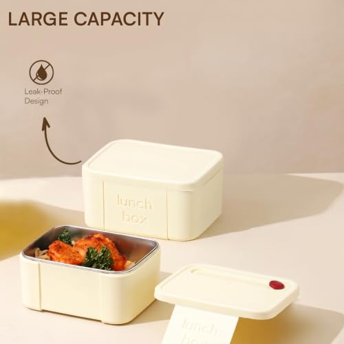Image of House of Quirk 304 Stainless Steel Lunch Box, 2 Leakproof Containers, Insulated Lunch Bag, Fresh-Keeping Tiffin Box for Office, School & College, BPA Free Food Container