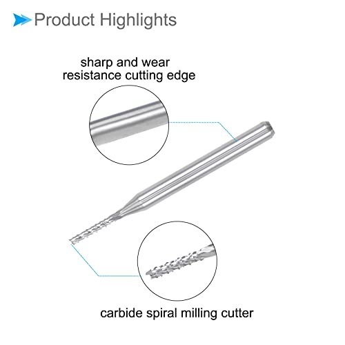 Image of Carbide End Mill Engraving Milling Bits, 1.4mm Bit Dia. 1 /8 inch Shank, CNC Cutting Router Bits Tool - (Applications: for PCB Machine), 10-Pieces