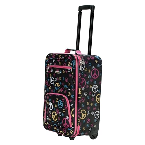Image of Rockland Fashion Softside Upright Luggage Set,Expandable, Wheel, Telescopic Handle, Peace, 2-Piece (14 /19)