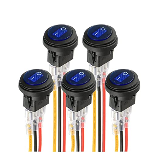 Interruttore Rotondo LED Blu 12V 20A - Impermeabile Per Auto, Barca, Camper