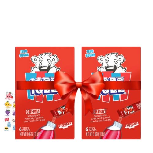 Drink Powder Mix Bundle Sugar-Free Drink Mix Singles To Go, On-The-Go Water Flavoring Packets, 0.75 oz with Custom Sticker Included,. Pack of 2 Cherry image 2