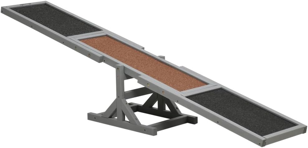 Wooden Dog Agility Seesaw for Training and Exercise, Durable Outdoor Pet Activity Equipment with Anti-Slip Surface, 71" L x 12" W