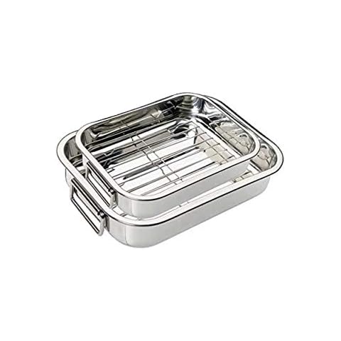 New 30cm, 32cm, 2 Pcs Professional Stainless Steel Roasting Tray with Removable Rack Pan Oval Kitchen Cooking Baking Sturdy Handles Built to Last for Years Oven Roasting Pan with Grill Cover