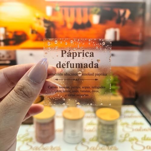 Adesivos para Potes de Temperos Cozinha, Modelo Dicionário, 5,5x5,5cm, 48 Etiquetas