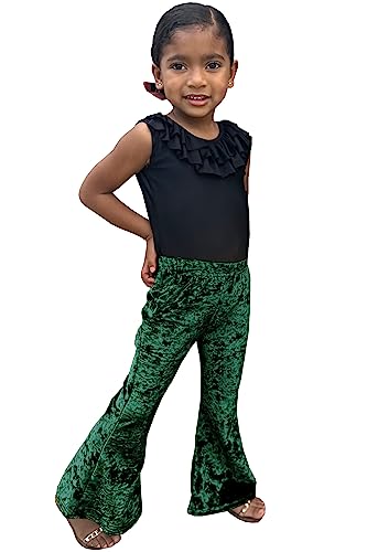 Daisy Del Sol Little Girls Velvet Boho Bell Bottom Stretch Legging Flared Pants Toddler Childrens Kids 2T-82