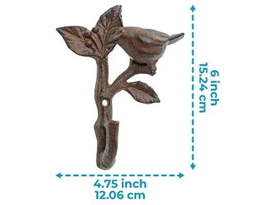 Comfify Bird On A Branch Single Wall Hook/Hanger - Metal, Heavy Duty, Rustic, Vintage, Recycled, Decorative Gift Idea - 4.75X1.8X6 - With Screws And Anchors (Rust Brown) #TOP6