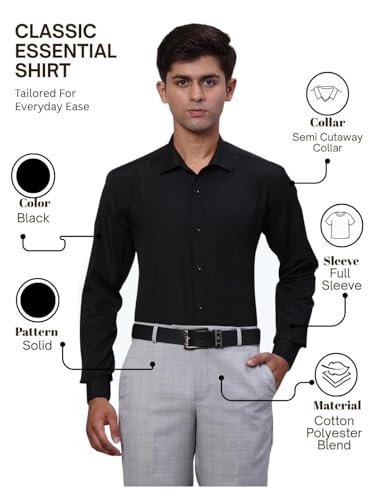 Image of Park Avenue Men Slim Fit Solid Pattern Cotton Blend Semi Cutaway Collar Full Sleeve Formal Shirt