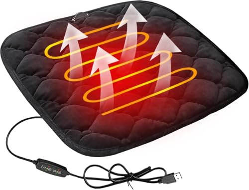 Portable USB Heating Car Seat Cushion Heated Cover Anti Fatigue USB Heated Seat Warmer for Car Office Chair Home Stadium Bleachers Camping Indoor Outdoor Activity
