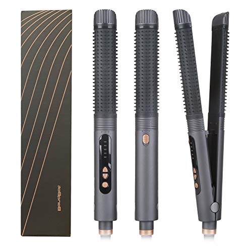 BenqBot Ceramic Flat Iron Hair Straightener & Curler-Comb Fuction, Professional Salon Ceramic Flat Iron for Hair Styling: 3 in 1 Flat Iron for All Hair Types with Adjustable Temp, High Heat 266â„‰-392â„‰Â 