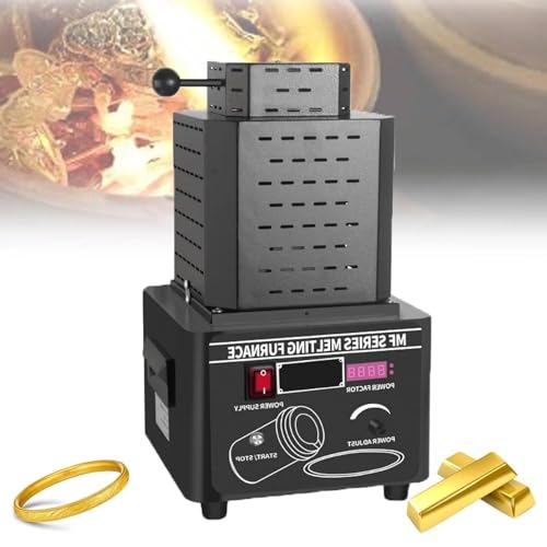 Image of Digital Melting Furnace Machine 2902°F 1600℃,3KG Gold Melting Furnace Heating 5000W Casting Refining Precious Metals Melts Gold(Black,1kg)