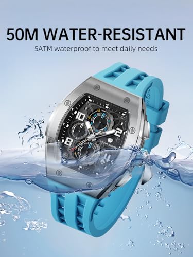 Image of Tsar Bomba Mens Watches Quartz Wristwatch for Men Waterproof 50M Analog Luxury Tonneau Chronograph Calendar Date Men's Dress Business Work Watch Gift for Men
