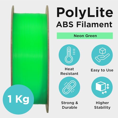 Image of Polymaker ABS Filament 1.75mm Neon Green, 1kg 3D Printing Filament, PolyLite ABS 3D Printer Filament, Heat Resistant, Strong & Durable, Dimensional Accuracy + /- 0.03mm