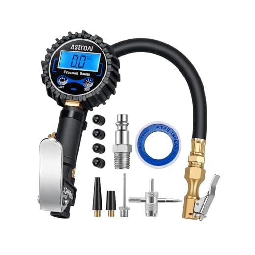 AstroAI Digital Tire Inflator with Pressure Gauge, 250 PSI Air Chuck and Compressor Accessories Heavy Duty with Rubber Hose and Quick Connect Coupler for 0.1 Display Resolution