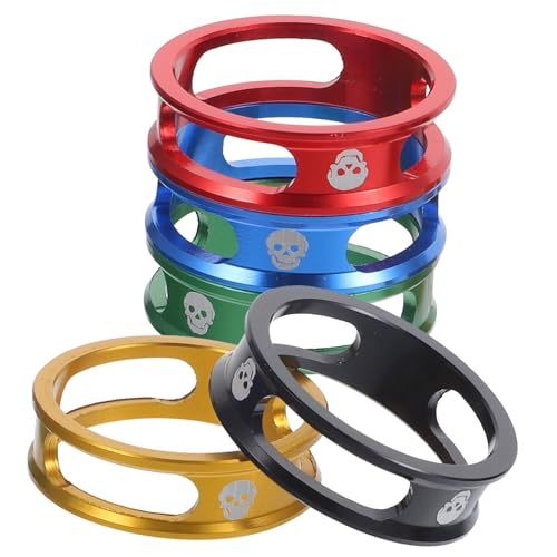 BESTonZON 1set Aluminum Alloy Bicycle Handlebar Spacers Hollow Out Washers for Road Bikes Fine Adjusting Gaskets Red Green Blue Black Golden Lightweight Durable Fork Parts 5pcs