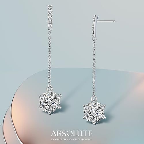 ABSOLUTE Moissanite Drop Earrings for Womens S925 Sterling Silver Linear Earrings Hypoallergenic Star Shape Dangle Earrings Studs for Women Birthday Gift With Certificate — view 3
