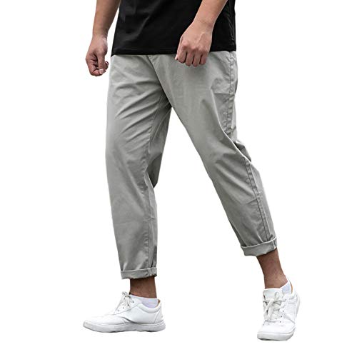 [Make 2 Be] メンズ 9分丈 カラー パンツ 無地 ワイドパンツ 大きいサイズ ゆったり 綿100 テーパード 美シルエット チノパン ロングパンツ 綿パン MF95 (61.Gray_29)