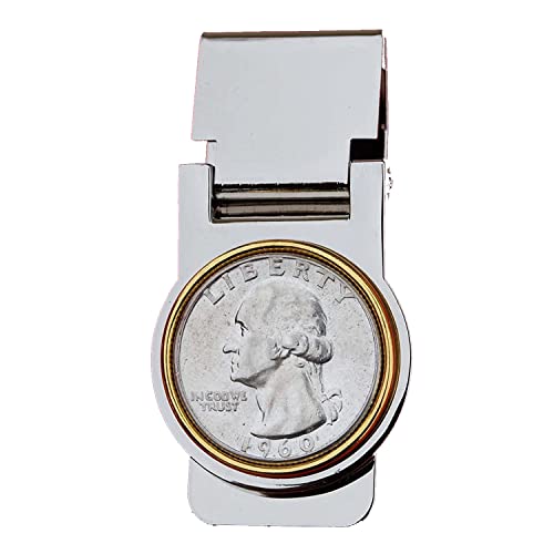 US 1960 Washington Quarter Dollar Coin Hinged Money Clip NEW