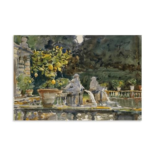Póster de la fuente de Villa Di Marlia por Sargent: dale un aire italiano a tu salón
