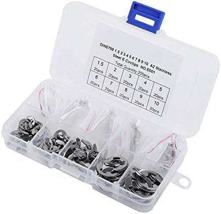 DIY Crafts 120 Pcs 10 Size 304 Stainless Steel E-Clip Retaining Snap Opening Ring Circlip Kit 1.5/2 /3/4/5/6/7/8/9/10mm with Plastic Box (120)-image-29