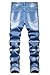 Baylvn Men's Designer Ripped Distressed Stretch Fashion Comfort Skinny Patchwork Jeans,860-1 Light Blue,Size 40