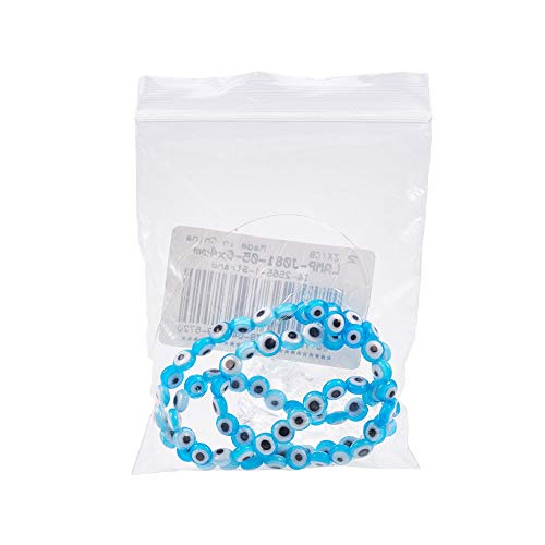 Nbeads 1 Strand (About 71Pcs) 6Mm Light Sky Blue Flat Round Evil Eye Handmade Glass Lampwork Beads Charms Spacer Beads For Bracelets Necklace Jewelry Making #TOP5