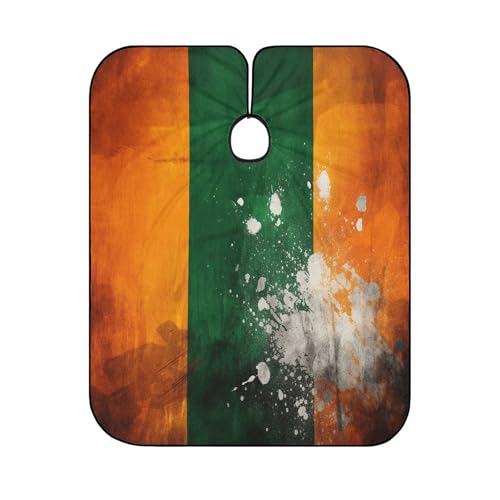 Capa para corte de cabello patrón naranja y verde unisex miniatura 6