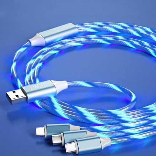 Image of Blue 3-in-1 Fast Charging Cable for Mobile Phones, which Also Serves as a Data Transmission Cable, is Compatible with Almost All Mobile Phones and is Lightweight