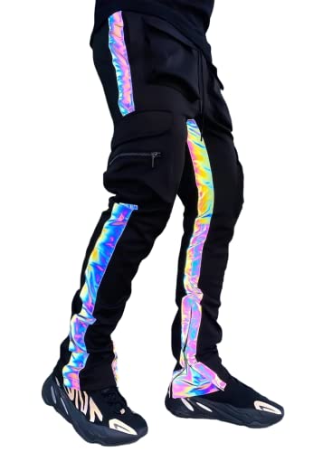 LZLRUN Rainbow Reflective Striped Pants Men Brand Hip Hop LZLRUN Rainbow Reflective Striped Pants Men Brand Hip Hop