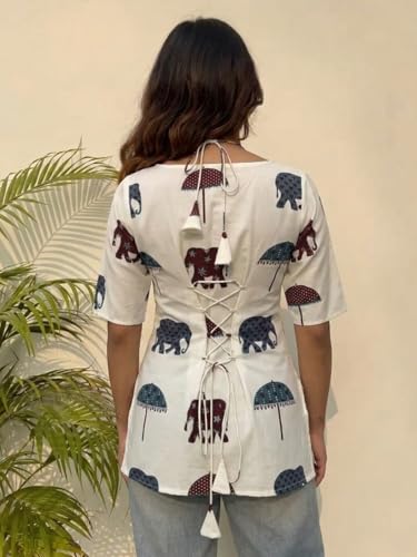 Image of ANNI Designer Cotton Short Kurti for Women | Stylish Kurti | Short Kurti Top | Casual Kurta for Women | Comfortable Cotton Kurtis for Womens