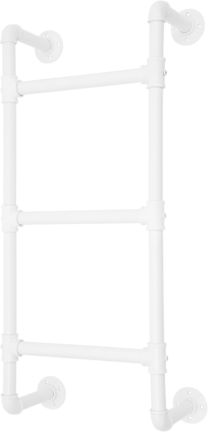 3-Step Metal Bunk Bed Ladder - Wall/Floor-Mounted, Ideal for RV Attic, Basement Window Well Egress, Library Use - Sturdy White Step Ladder for Safe Access