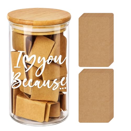 Reasons Why I Love You Jar 100 Love Notes for Him Her Memory Jar with Note Cards Cute Bf Gift Ideas Things for Date Night, Valentines Day, Birthday Message in A Bottle Kit Stuff for Bf Gf Boyfriend
